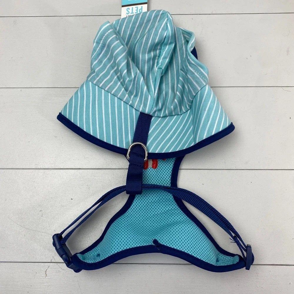 Martha Stewart Pets Hooded Dog Harness Unisex Large Blue Striped Crab Nautical